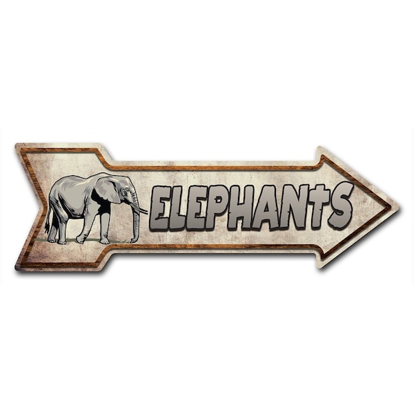 Elephants Arrow Decal Funny Home Decor 24in Wide